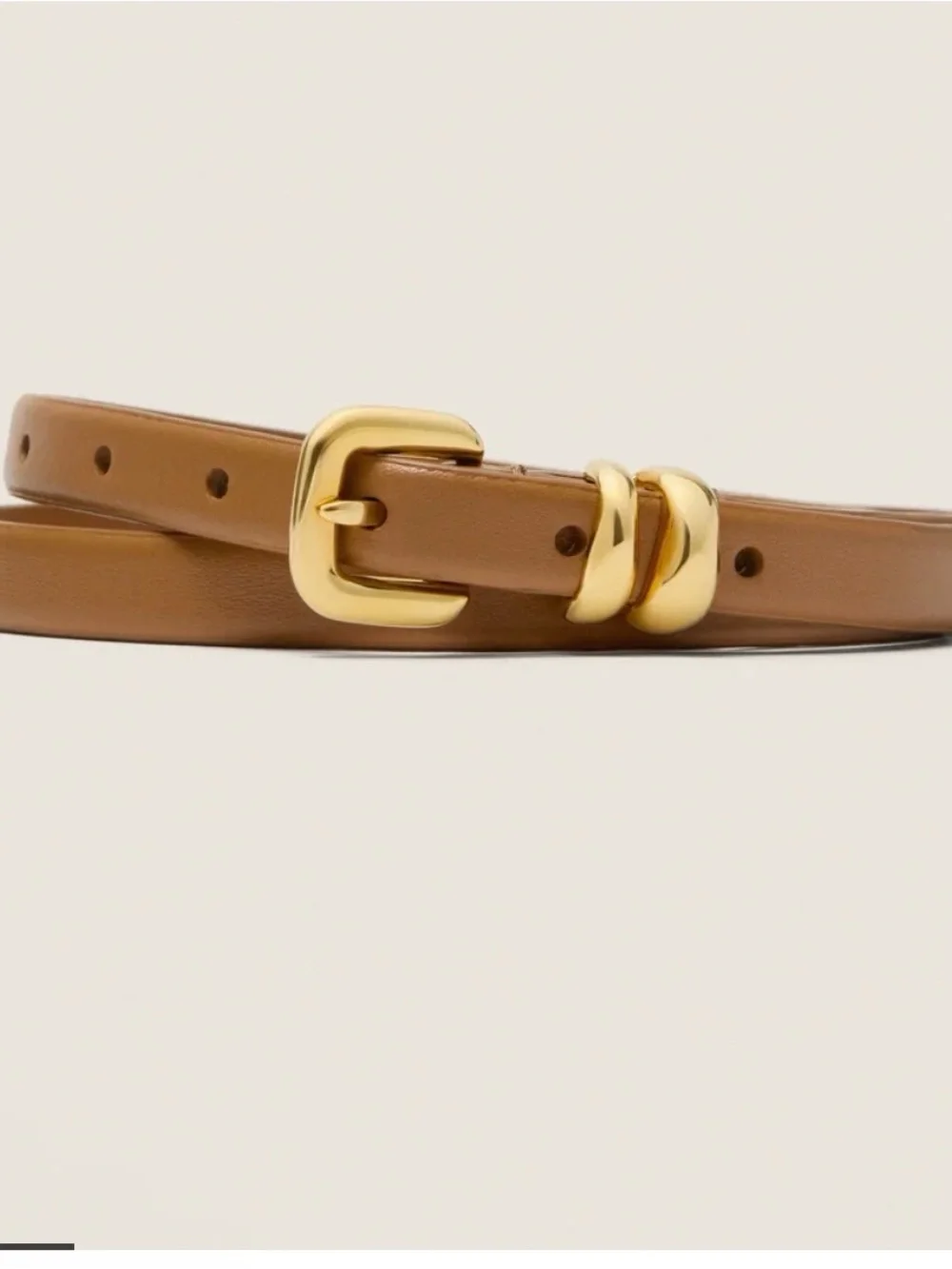 Altuzarra Slim Tan Leather Belt with Gold Buckle